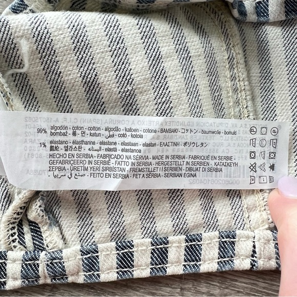 NWT Zara Blue White Denim Striped Crop Top | Size Medium - Picture 12 of 12